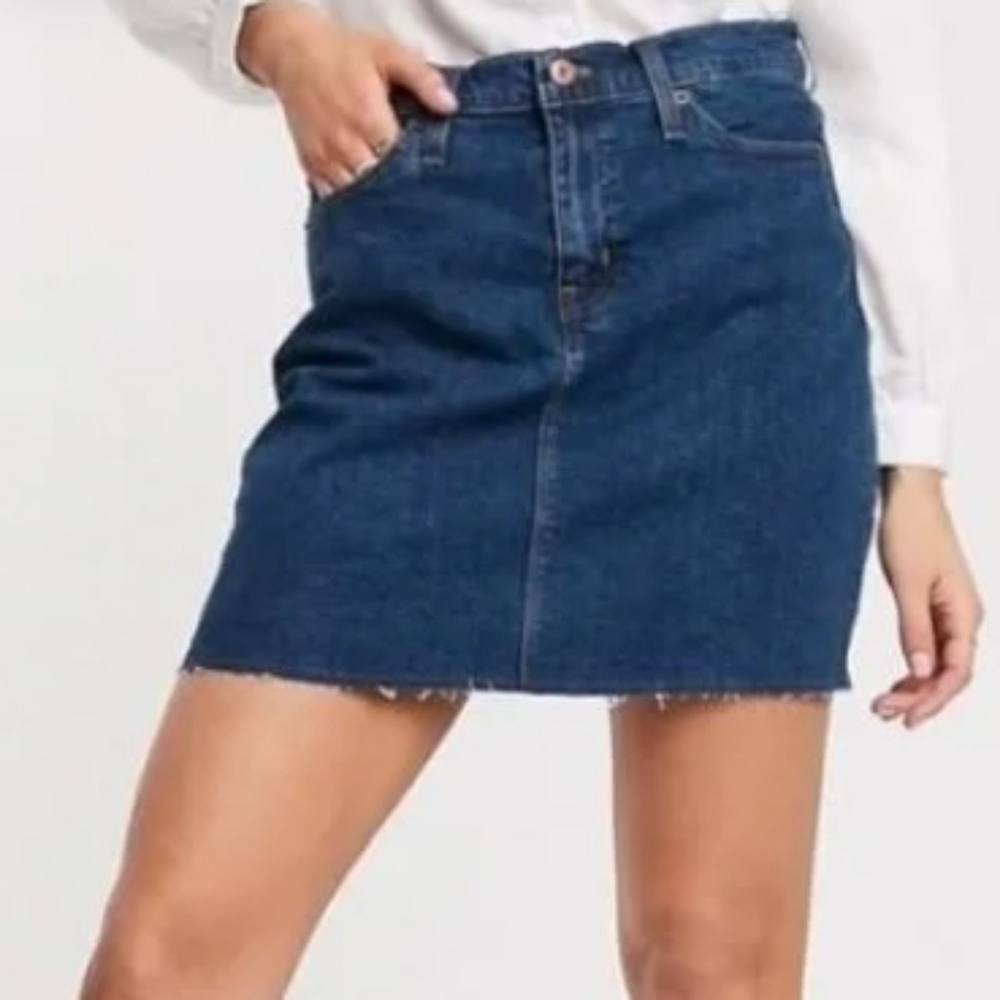 J. Crew Mercantile Denim Mini Skirt Raw Hem